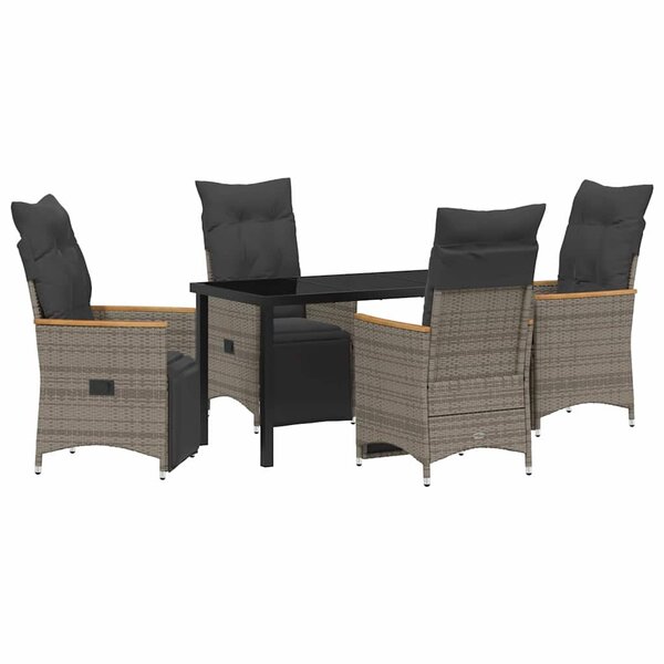 vidaXL Ensemble de salle à manger pour jardin 5 Pièces Gris Poly rotin