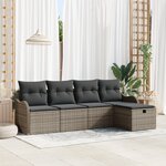 Ensemble de canapés jardin vidaXL 5 pièces avec coussins en rotin synthétique gris
