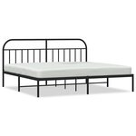 vidaXL Cadre de lit métal sans matelas avec tête de lit noir 200x200cm