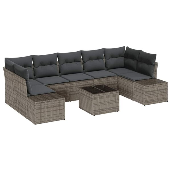 vidaXL Ensemble de canapé de jardin 8 Pièces Gris 55 x 55 x 37 cm