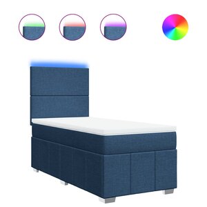 vidaXL Sommier à lattes de lit avec matelas Bleu 100x200 cm Tissu