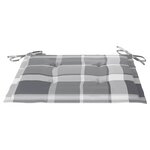 vidaXL Chaises de jardin lot de 2 avec coussins à carreaux gris Teck