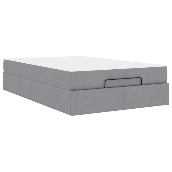 vidaXL Cadre de lit avec matelas Gris clair 120 x 190 cm tissu