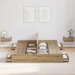 vidaXL Cadre de lit avec rangement chêne artisanal 150 x 200 cm