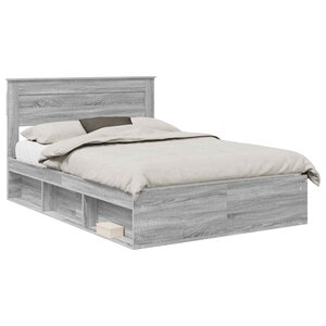 vidaXL Cadre de lit Gris Sonoma 140 x 200 cm Bois de pin massif