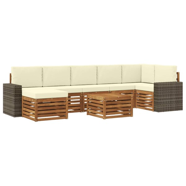 vidaXL Ensemble de canapés d'extérieur 8 pc Naturel et Crème