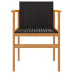 vidaXL Chaises de jardin lot de 2 noir résine tressée et bois massif