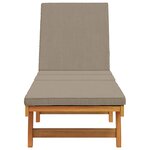 Chaise longue vidaXL avec roues et coussin en taupe en bois massif