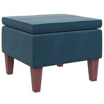 vidaXL Tabouret avec pieds en bois Bleu Velours