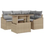 vidaXL Ensemble de canapé de jardin Réglable 5 Pièces Beige et Gris clair