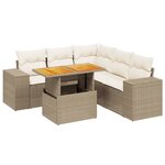 vidaXL Salon de jardin avec coussins 6 Pièces beige résine tressée