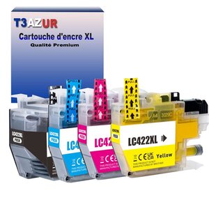 T3AZUR- Lot de 4 Cartouches compatibles avec Brother LC422 XL pour Brother MFC-J6590DW  MFC-J6940DW
