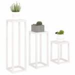 vidaXL Ensemble de supports pour plantes 3Pièces Blanc Bois de pin massif