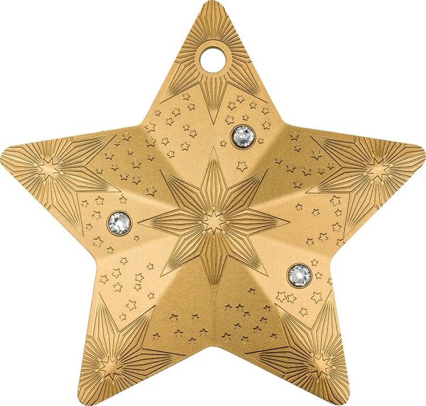 Monnaie STARRY SKY Snowflake Holiday Ornament Gilded 1 Oz Argent $ Cook Islands 2024 (PRÉCOMMANDE)