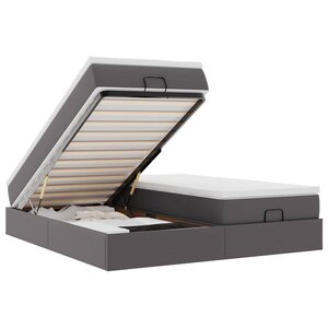 VidaXL Cadre de lit ottoman avec matelas gris 200x200 cm similicuir
