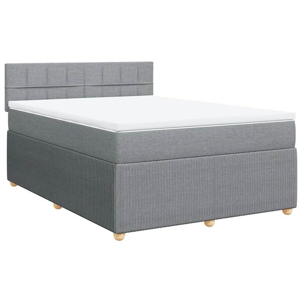 vidaXL Sommier à lattes de lit avec matelas Gris clair 140x200cm Tissu