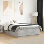 vidaXL Cadre de lit sans matelas gris béton 135x190 cm