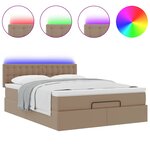 vidaXL Lit ottoman avec matelas & LED Cappuccino 140x200cm similicuir