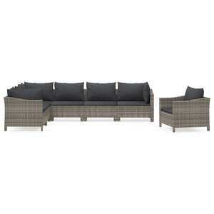 Salon de jardin meuble d'extérieur ensemble de mobilier 7 pièces avec coussins gris résine tressée 02_0017210