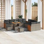vidaXL Ensemble de canapé de jardin avec coussin 13 Pièces Gris