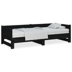 vidaXL Lit coulissant Noir Bois de pin solide 2x(80x200) cm