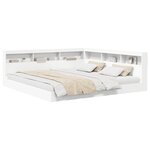 vidaXL Lit avec bibliothèque Blanc 200x200 cm Bois reconstitué