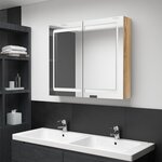 vidaXL Armoire de salle de bain à miroir LED Chêne 80x12x68 cm