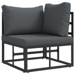 vidaXL Ensemble de canapé de jardin avec coussin 5 Pièces Noir Aluminium