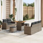 vidaXL Ensemble de canapé de jardin 8 Pièces Gris polyrotin