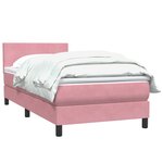 vidaXL Sommier à lattes de lit avec matelas rose 90x220 cm velours