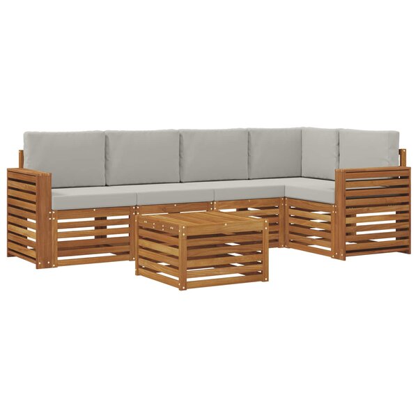 vidaXL Ensemble de canapés d'extérieur 6 pc Gris Naturel et Clair