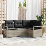 vidaXL Ensemble de canapé de jardin 4 Pièces Gris clair Poly rotin