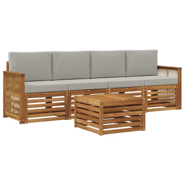 vidaXL Ensemble de canapés d'extérieur 5 pc Naturel et gris clair