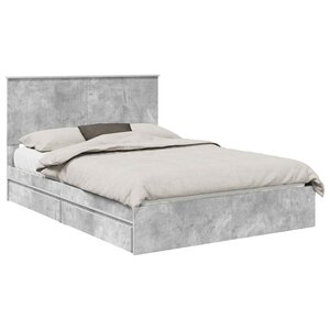 vidaXL Lit de Rangement Gris béton 140 x 190 cm Bois d'ingénierie