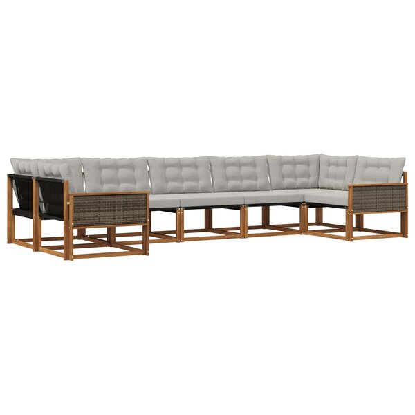 vidaXL Ensemble de canapés d'extérieur 7 pc Naturel et gris clair