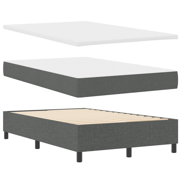 vidaXL Lit à ressorts avec matelas et banc gris foncé 120x190 cm en tissu