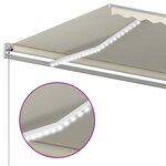 vidaXL Auvent automatique capteur de vent/LED 6x3 m Crème