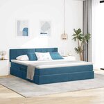 vidaXL Lit de Rangement avec matelas Bleu foncé 180 x 200 cm Velours