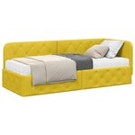 vidaXL Cadre de lit d'angle avec matelas Jaune 80 x 200 cm Velours