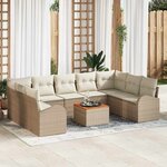 vidaXL Ensemble de canapé de jardin 10 Pièces Beige et blanc