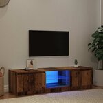 vidaXL Meuble TV avec lumières LED vieux bois bois d'ingénierie