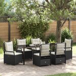 vidaXL Ensemble de Salle à Manger de Jardin 7 Pièces Noir Rattan Poly