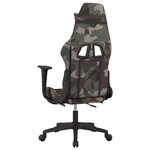 vidaXL Chaise de jeu de massage repose-pied Noir et camouflage Tissu