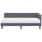vidaXL Cadre de lit d'angle Gris foncé 90 x 200 cm Velours