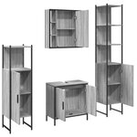 vidaXL Ensemble d'armoires de salle de bain 4 Pièces sonoma gris