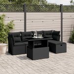 vidaXL Salon de jardin 6 Pièces avec coussins noir résine tressée