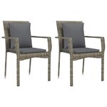 vidaXL Ensemble à manger de jardin et coussins 7 Pièces gris rotin