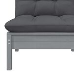 vidaXL Canapé 2 places de jardin et coussins Gris Bois de pin solide