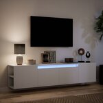 vidaXL Meuble TV mural avec LED blanc 180x31x39 5 cm