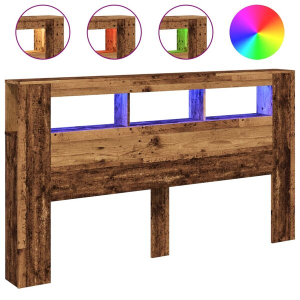 vidaXL Tête de lit à LED vieux bois 180x18 5x103 5cm bois d'ingénierie